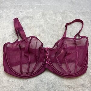 Adore Me Bianca Balconette Bra Sz 36H Magenta Full Coverage Unlined Underwire